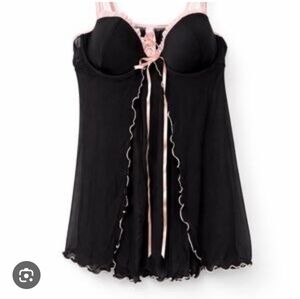 Victoria Secret Babydoll Y2k Bustier Slip Dress Black Sexy Goth Extravagat SzM